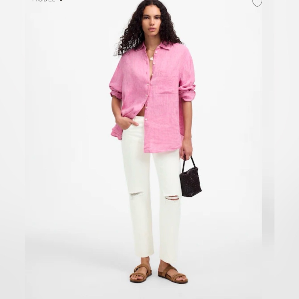 Madewell The Dean Easy Straight Crop Jean in White Denim.  Size 28